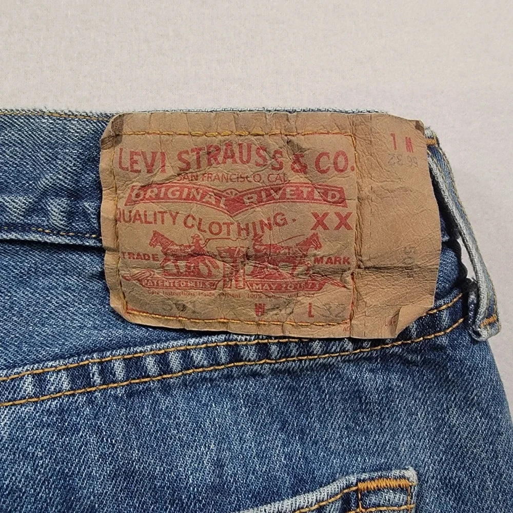 Levis 501 XX Jeans Mens 56x32 Blue Solid Straight Fit Cotton Button Fly Vintage